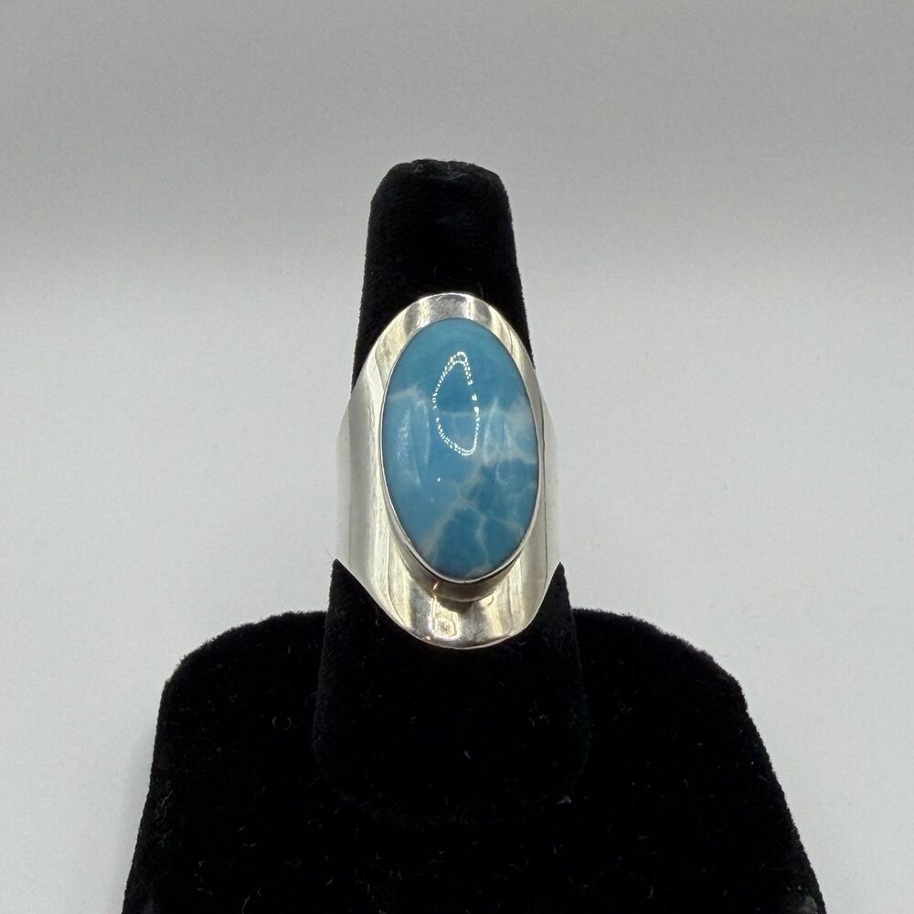 925 Sterling Silver Sleeping Beauty Turquoise Ring Adjustable Size 9 NEW